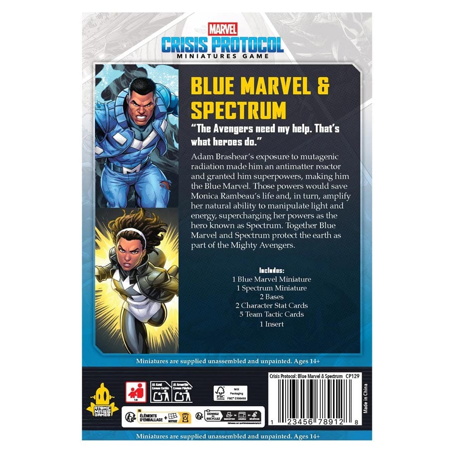 Atomic Mass Games Tabletop Games > Miniature Games > Expansions Marvel Crisis Protocol: Blue Marvel & Spectrum 841333128340 CP129