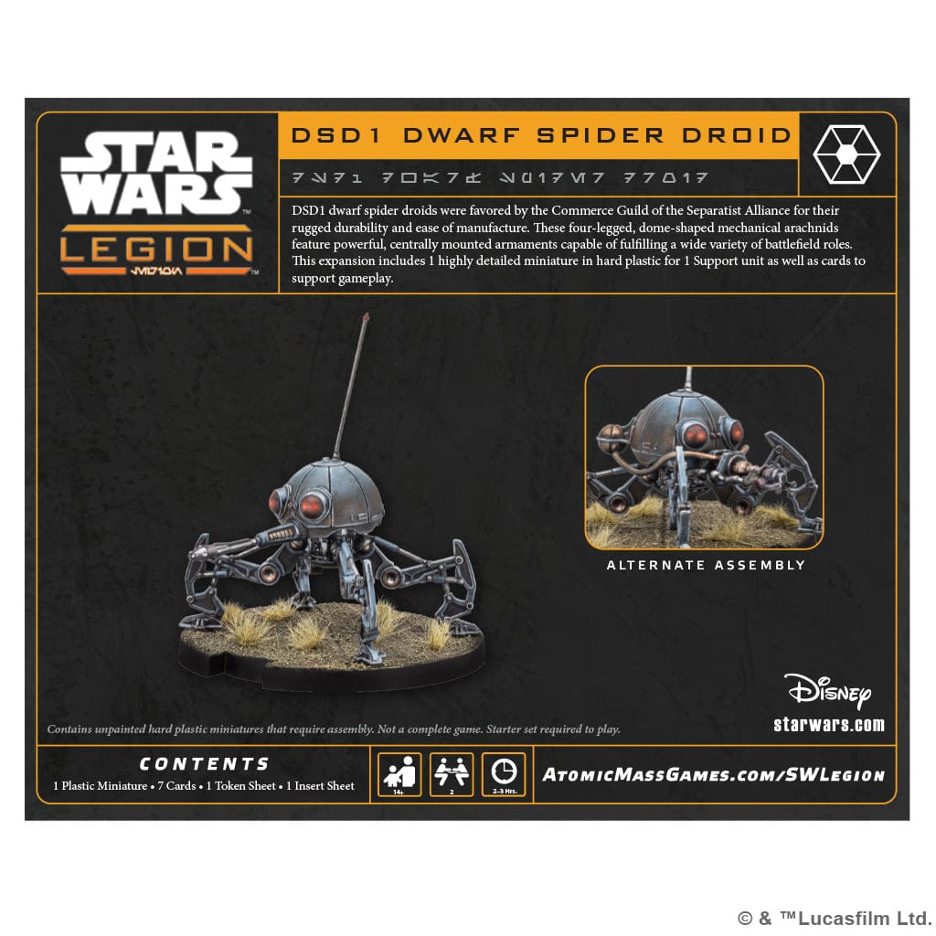 Atomic Mass Games Tabletop Games > Miniature Games > Expansions Star Wars: Legion – DSD1 Dwarf Spider Droid 841333135027 SWQ61
