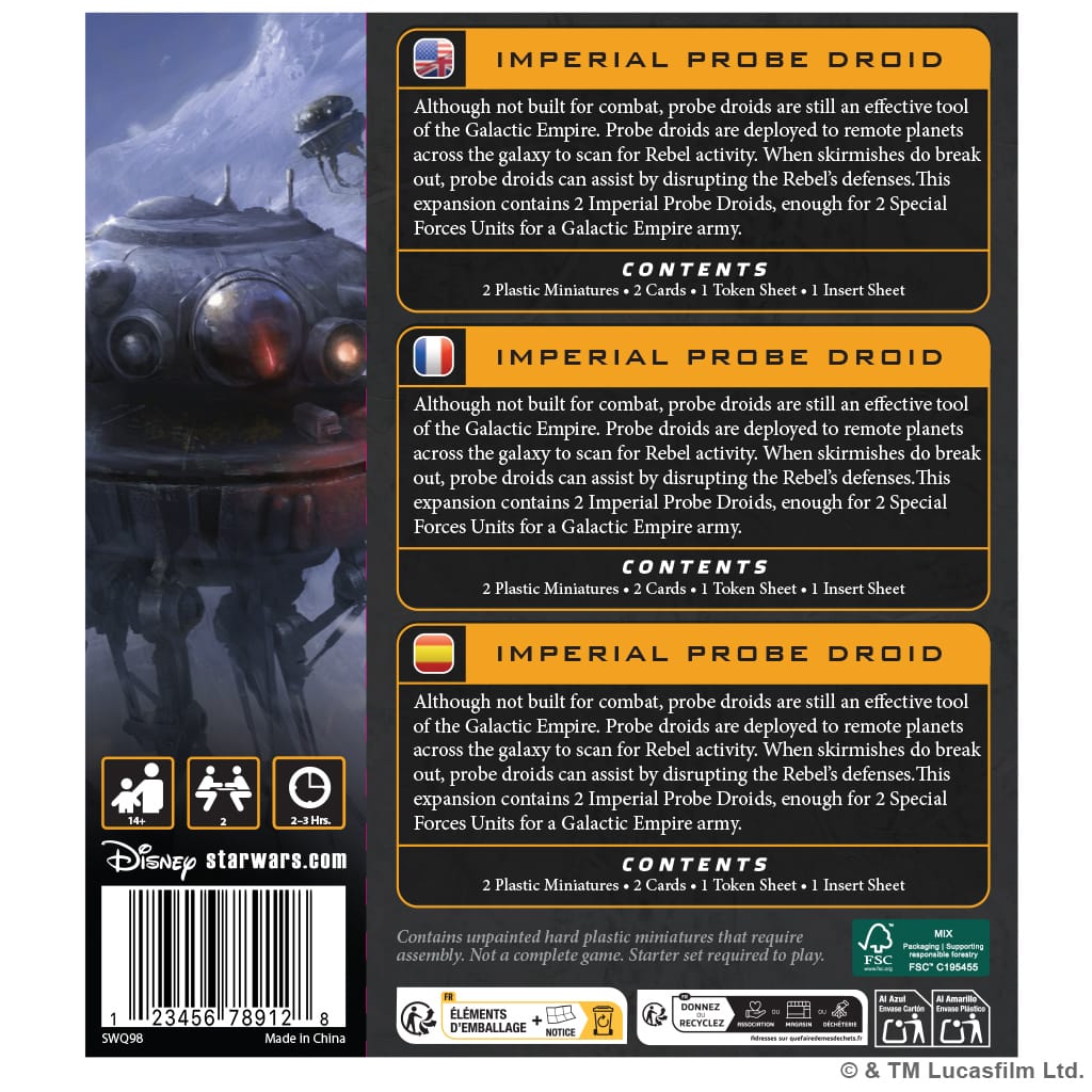 Atomic Mass Games Tabletop Games > Miniature Games > Expansions Star Wars: Legion - Imperial Probe Droids 841333134815 SWQ98