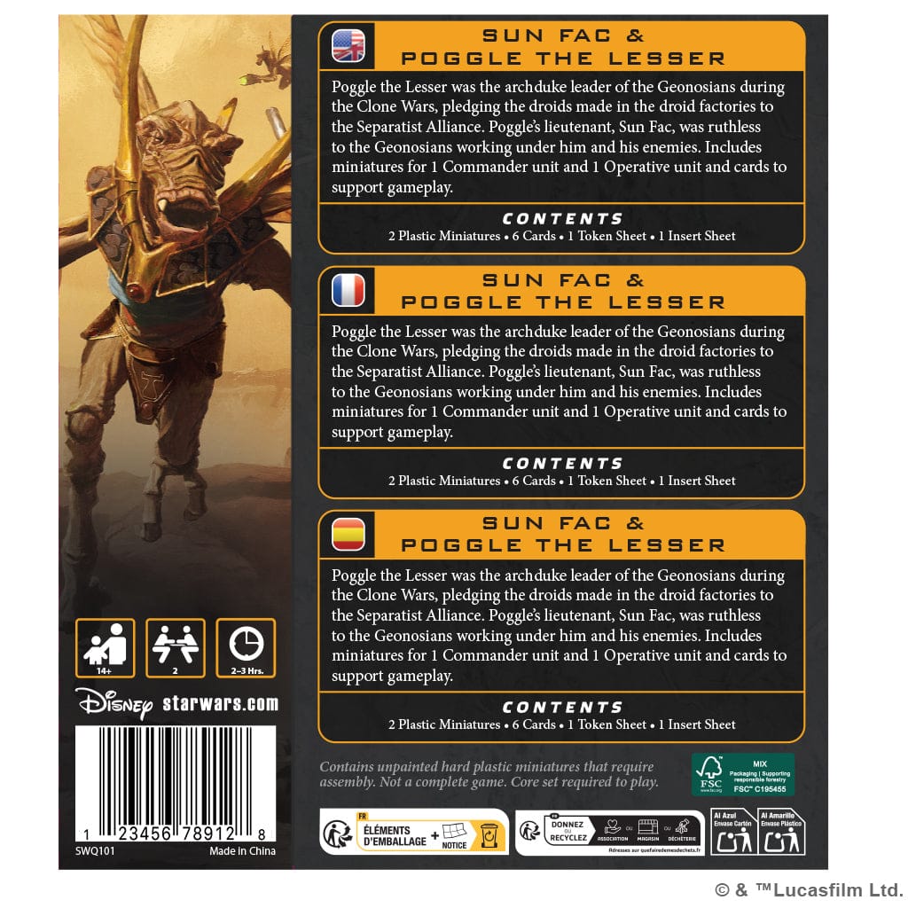 Atomic Mass Games Tabletop Games > Miniature Games > Expansions Star Wars: Legion – Poggle the Lesser & Sun Fac 841333129163 SWQ101