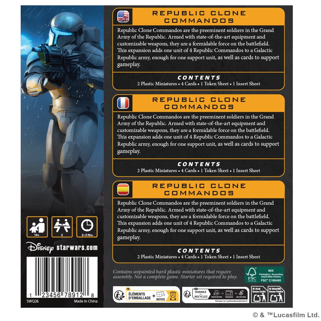 Atomic Mass Games Tabletop Games > Miniature Games > Expansions Star Wars: Legion – Republic Clone Commandos 841333135294 SWQ26