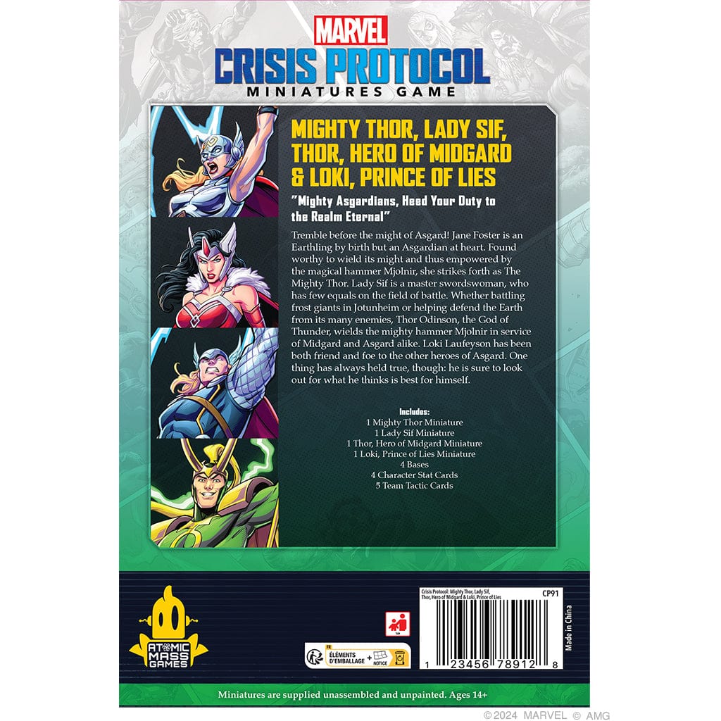 Atomic Mass Games Tabletop Games > Miniature Games Marvel: Crisis Protocol - Mighty Thor, Lady Sif, Thor, Hero of Midgard & Loki Prince of Lies 841333112936 CP91