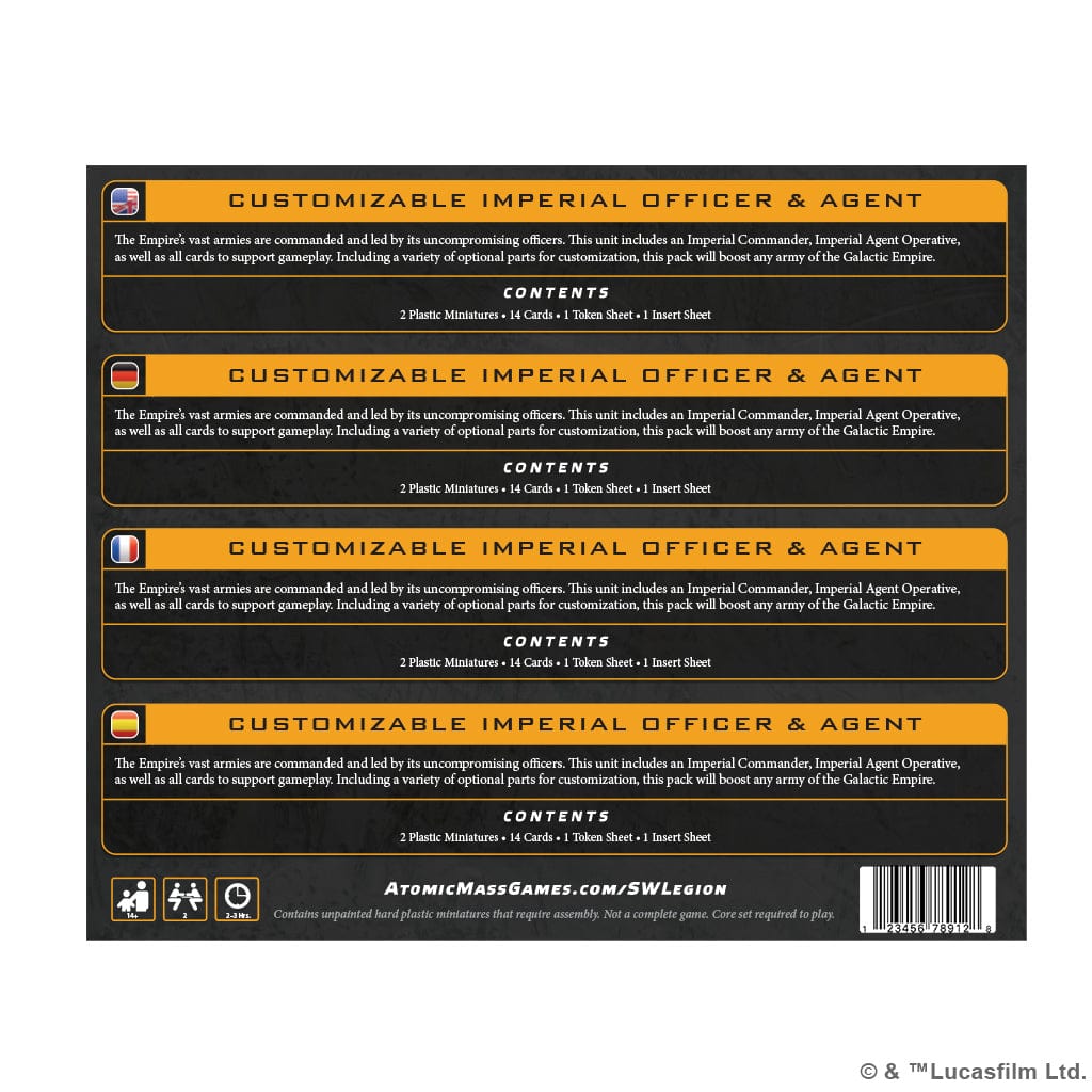 Atomic Mass Games Tabletop Games > Role-Playing Games > Star Wars Star Wars: Legion - Customizable Imperial Officer & Agent 841333131944 SWQ09