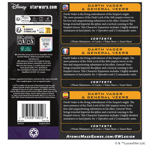 Atomic Mass Games Tabletop Games > Role-Playing Games > Star Wars Star Wars: Legion - Darth Vader & General Veers Character Expansion 841333132989 SWQ103