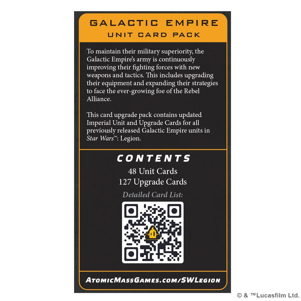 Atomic Mass Games Tabletop Games > Role-Playing Games > Star Wars Star Wars: Legion - Empire Card Pack 841333131968 SWQ06EN