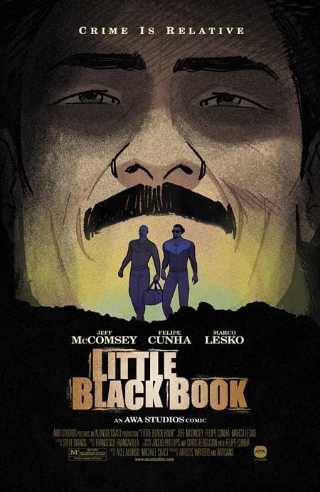 AWA Studios Comic Books LITTLE BLACK BOOK #4 (OF 4) CVR C CHRIS FERGUSON & FELIPE CUNHA MOVIE POSTER HOMAGE VAR (MR) 85001385468400431 0424AW378