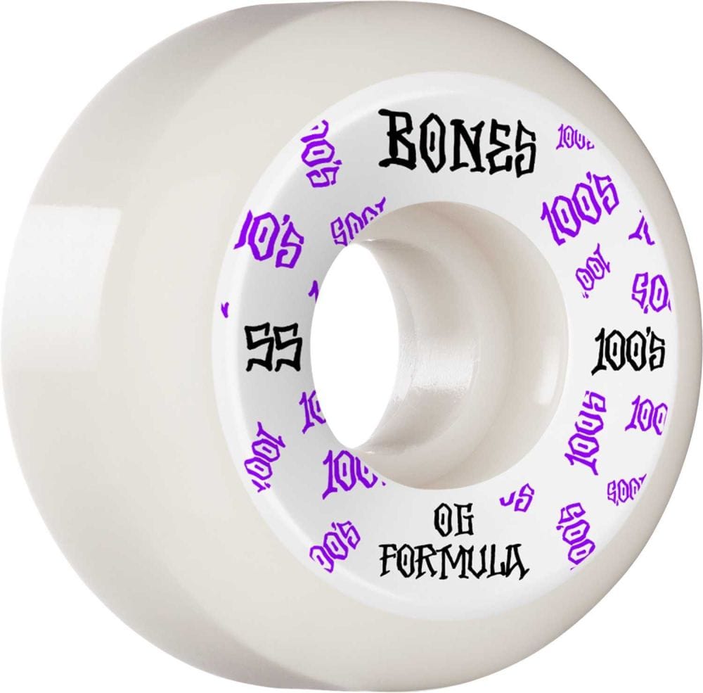 --- Skateboards > Wheels Bones: 100's Original Formula v5 Sidecut 55mm x 100A - White #3 842357150515 842357150515