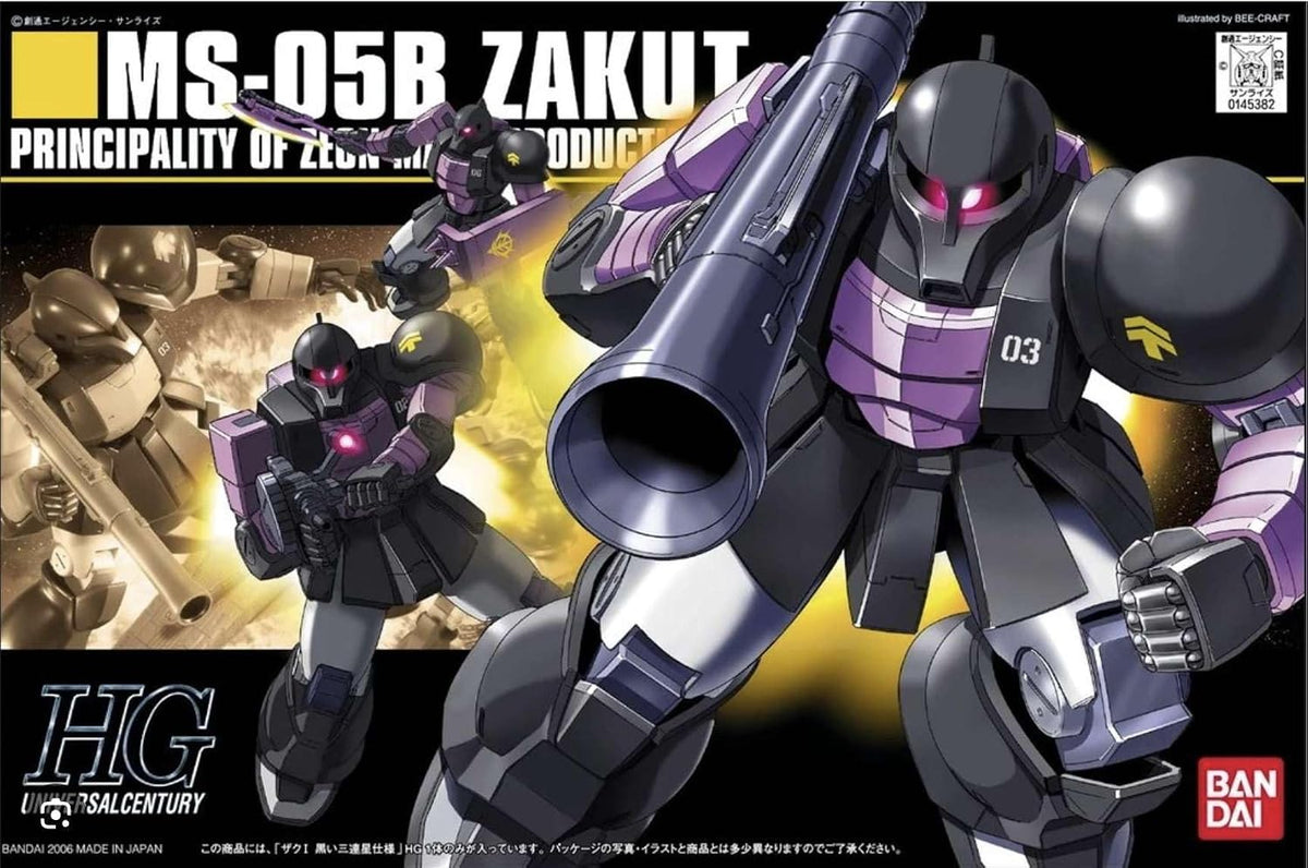 Bandai Model Kits > Gundams > High Grade Bandai: Gundam - HG Universal Century: MS-05B Zaku I Black Tri-Star 4573102606617 BAN1145382
