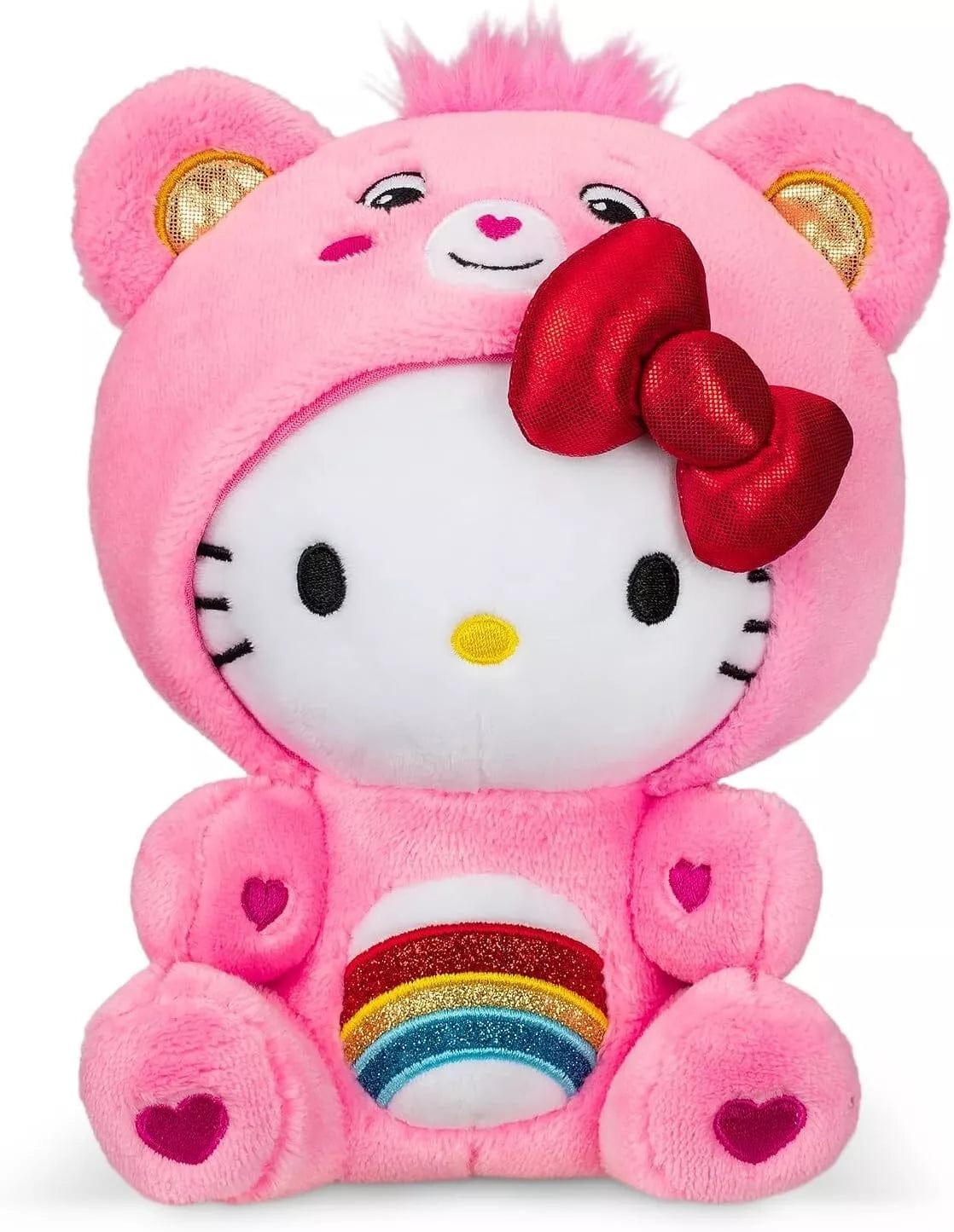 BASIC FUN! Toys > Plushies BASIC FUN: SANRIO HELLO KITTY & FRIENDS x CARE BEARS BEARY BESTIES- HELLO KITTY DRESSED AS CHEER BEAR 9-INCH PLUSH FIGURE 885561227017