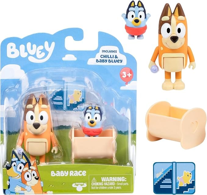 BBC STUDIOS Toys > Action Figures > Animation BBC STUDIOS: BLUEY - BABY RACE 2 PACK ACTION FIGURE 630996176160
