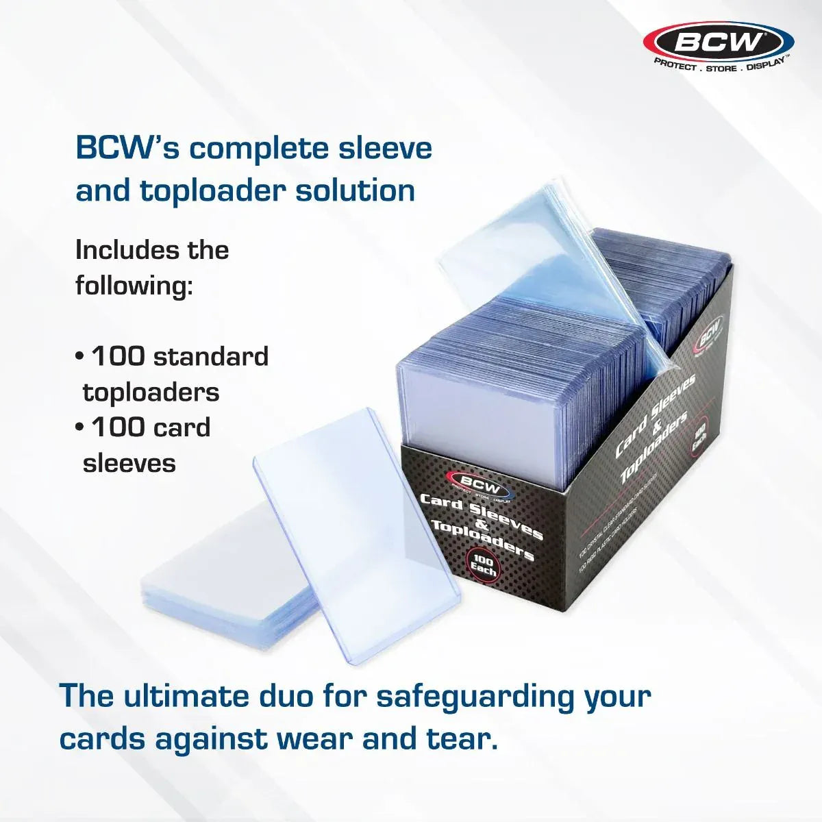 BCW Game Supplies > Card Sleeves BCW: 3x4 Card Sleeve and Toploader - Combo 100 Pack 722626037320 1-SSLVTLCH-100