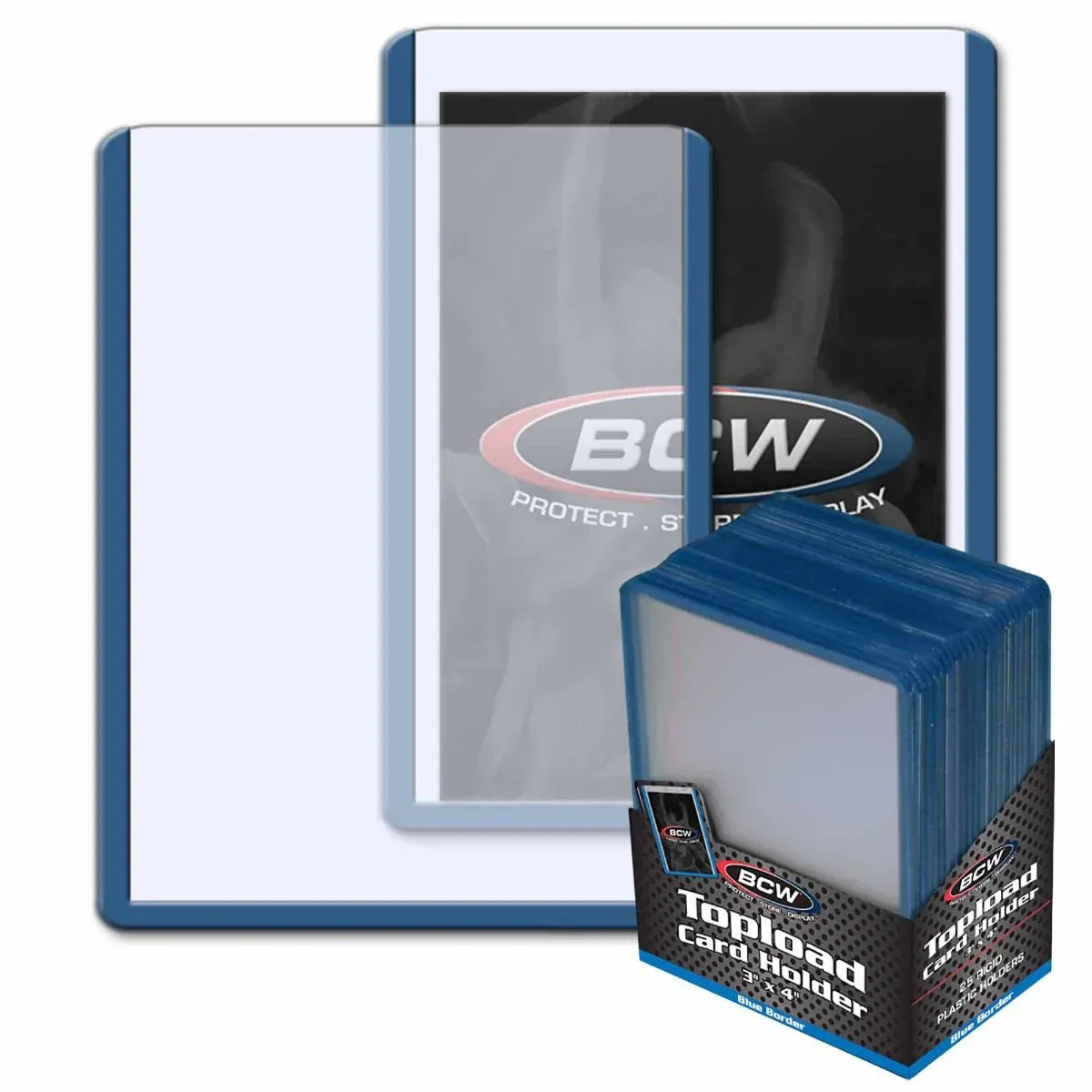 BCW Game Supplies > Card Sleeves BCW: 3x4 Topload Card Holder - Blue Border 722626902413 1-TLCH-BL