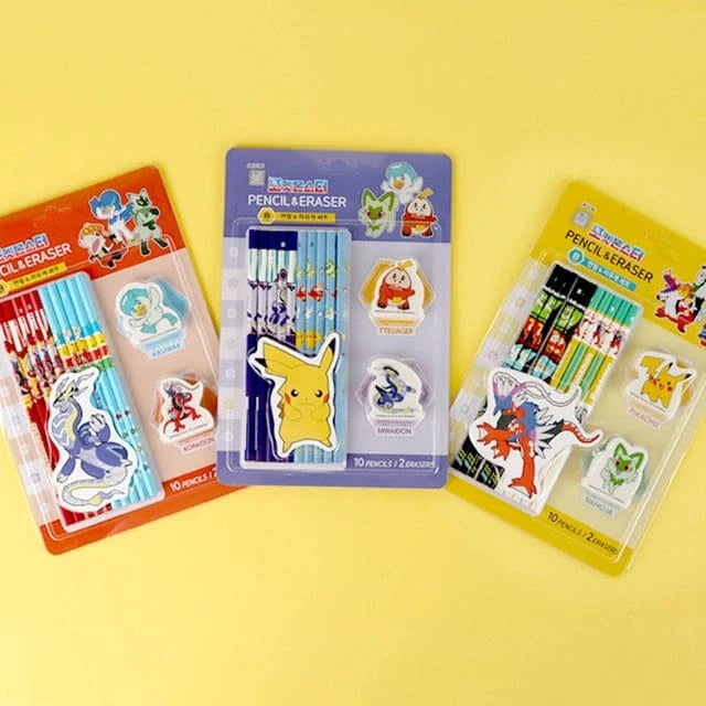 BCZShop Stationery BCZShop: Pokémon - Pencil & Shaped Eraser Set 8809857004429