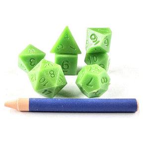 Black Oak Workshop Dice > Other Dice 7-Set Advanced Dice & Crayon Set: Green 850070051071 BOW7DSADCSOLGRN