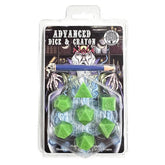 Black Oak Workshop Dice > Other Dice 7-Set Advanced Dice & Crayon Set: Green 850070051071 BOW7DSADCSOLGRN