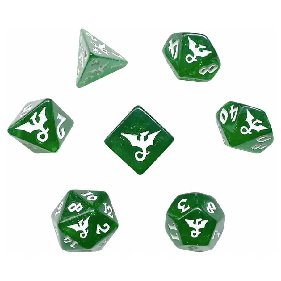 Black Oak Workshop Dice > Other Dice 7-Set: Glitter - Dragon, Veridius 850055772304 BOW7DSDRVERHC