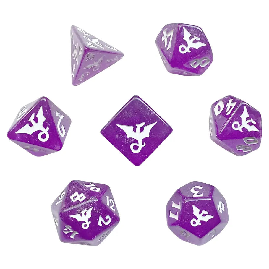 Black Oak Workshop Dice > Other Dice 7-Set: Glitter - Dragon, Violet 850055772311 BOW7DSDRVIOHC