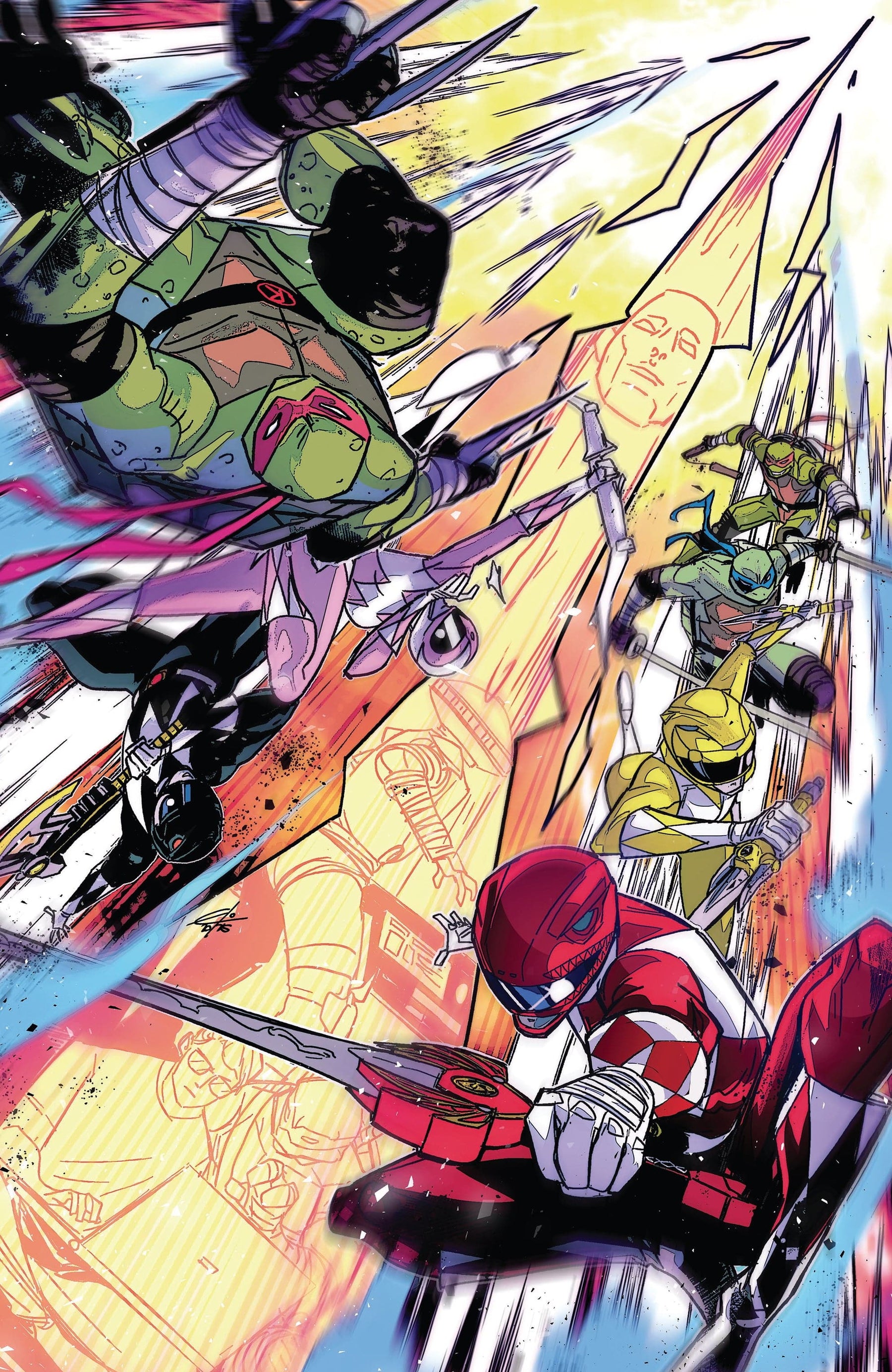 Mighty Morphin Power Rangers/Teenage Mutant Ninja Turtles III #2 G 1:50 INCV (Full Art, Carlini)