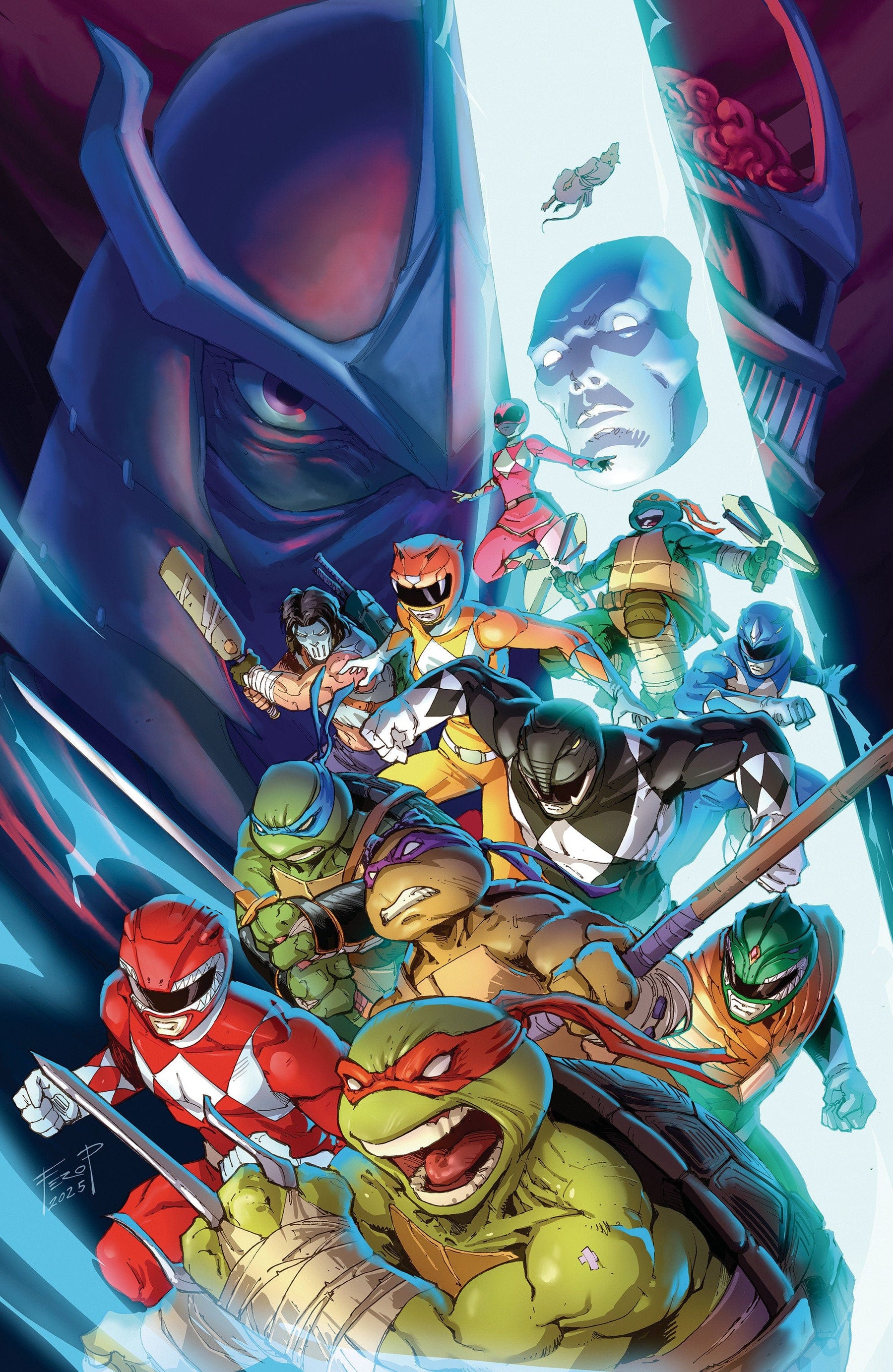 Mighty Morphin Power Rangers/Teenage Mutant Ninja Turtles III #2 H 1:100 INCV Variant (Full Art, Foil, Pe)
