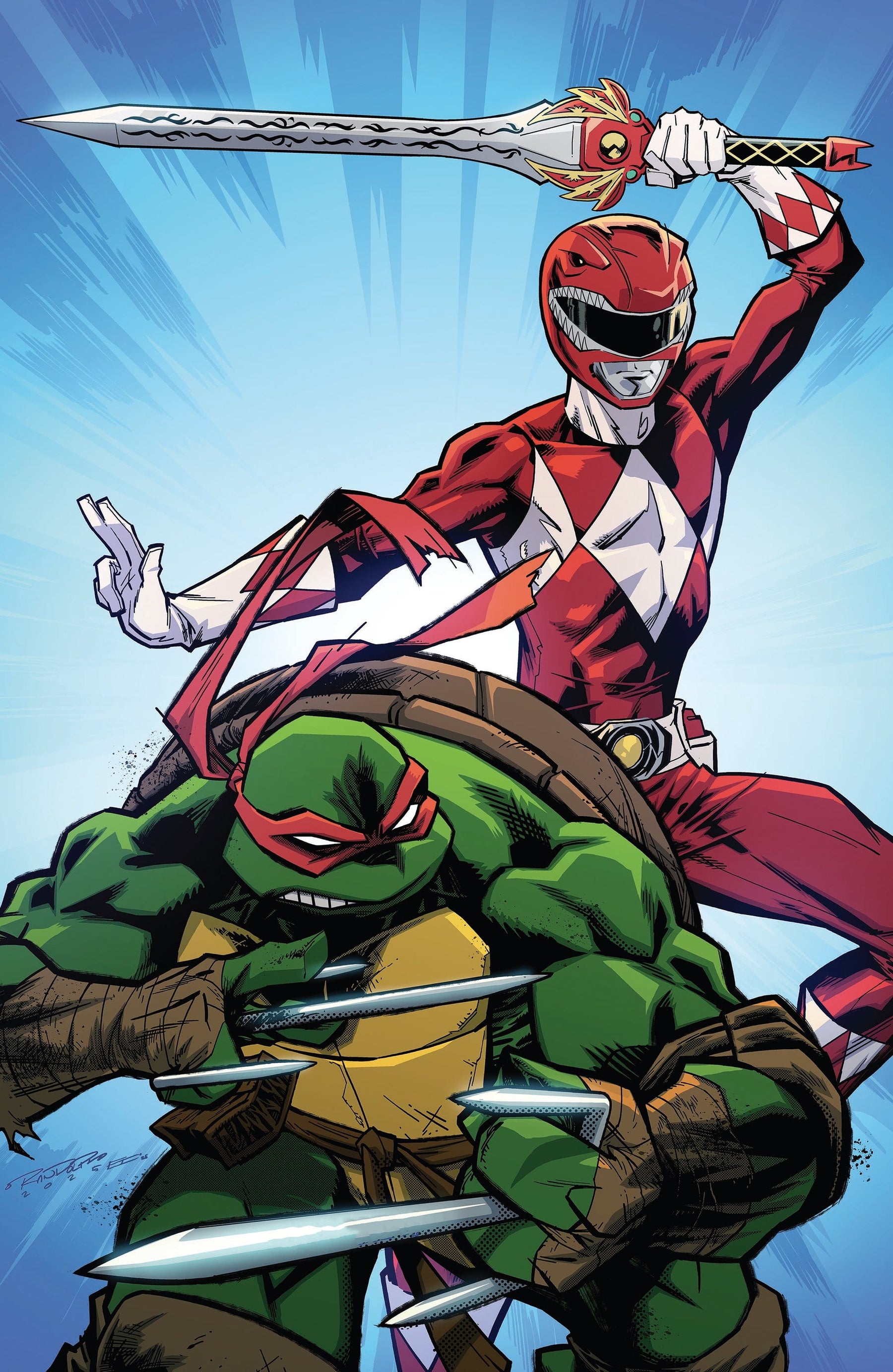 Mighty Morphin Power Rangers/Teenage Mutant Ninja Turtles III #2 N 1:5 FOC INCV (Full Art, Foil Stamp, Randolph)