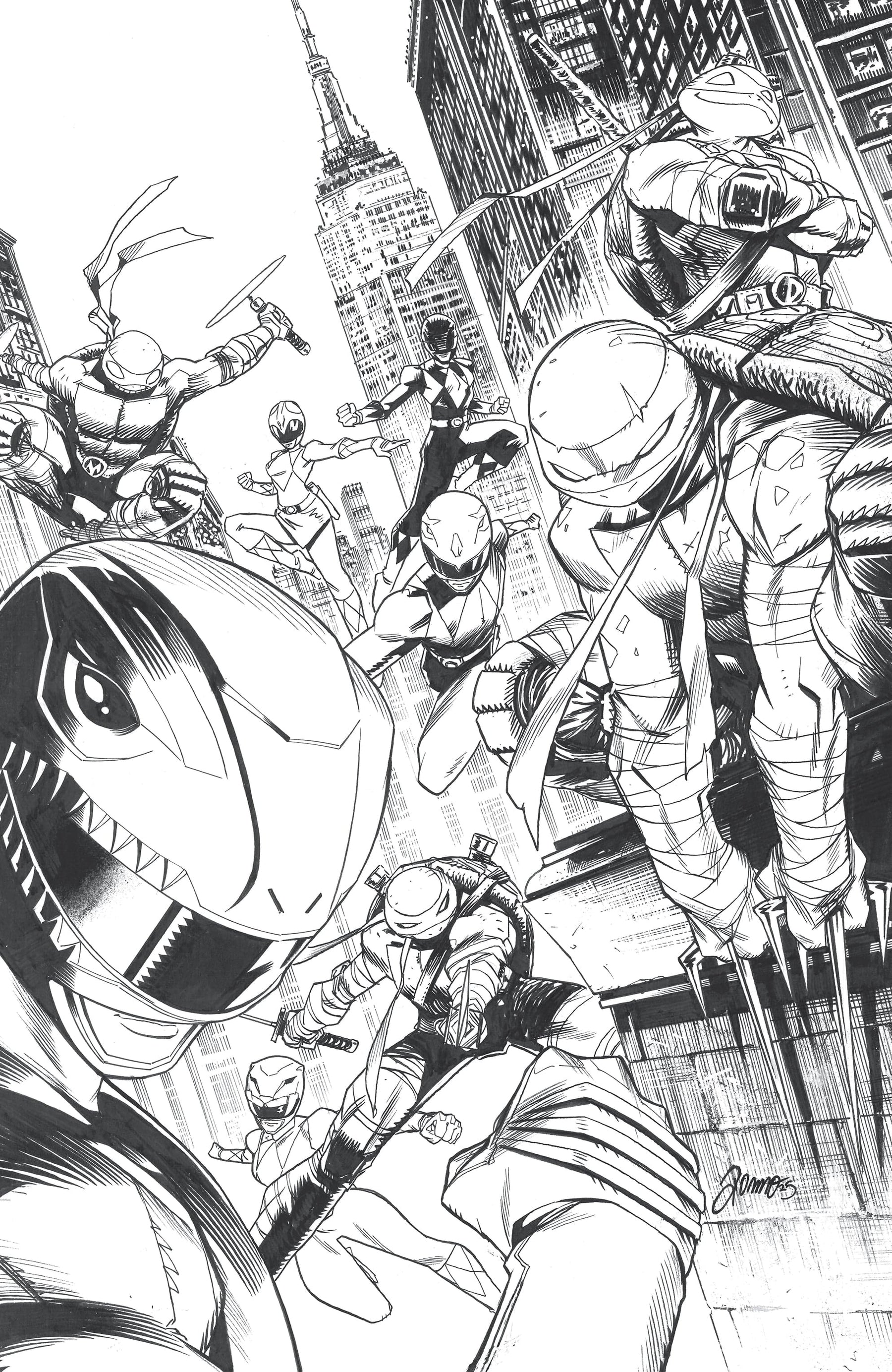 Mighty Morphin Power Rangers/Teenage Mutant Ninja Turtles III #5 E 1:10 INCV (Full Art, Inks, Zonno)
