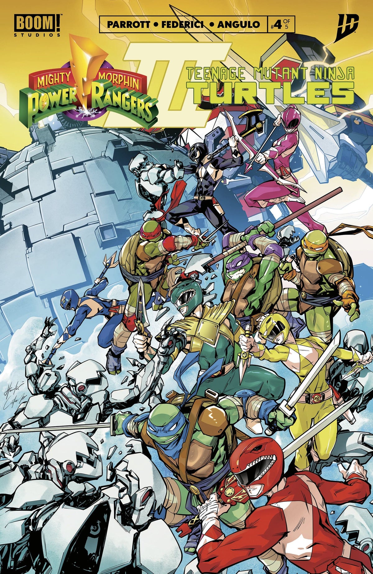 Boom Entertainment Comic Books Mighty Morphin Power Rangers/Teenage Mutant Ninja Turtles III #4 B Variant (Dressed, Prasetya) 84428401272004021 PRH-84428401272004021