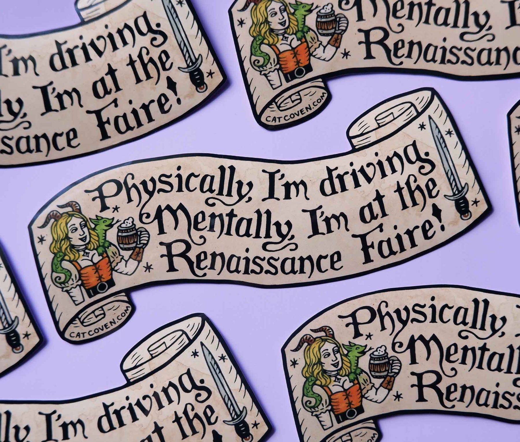 Cat Coven Decor > Stickers Bumper Sticker - "Renaissance Faire" 41626364 RF-BUMP-STICK