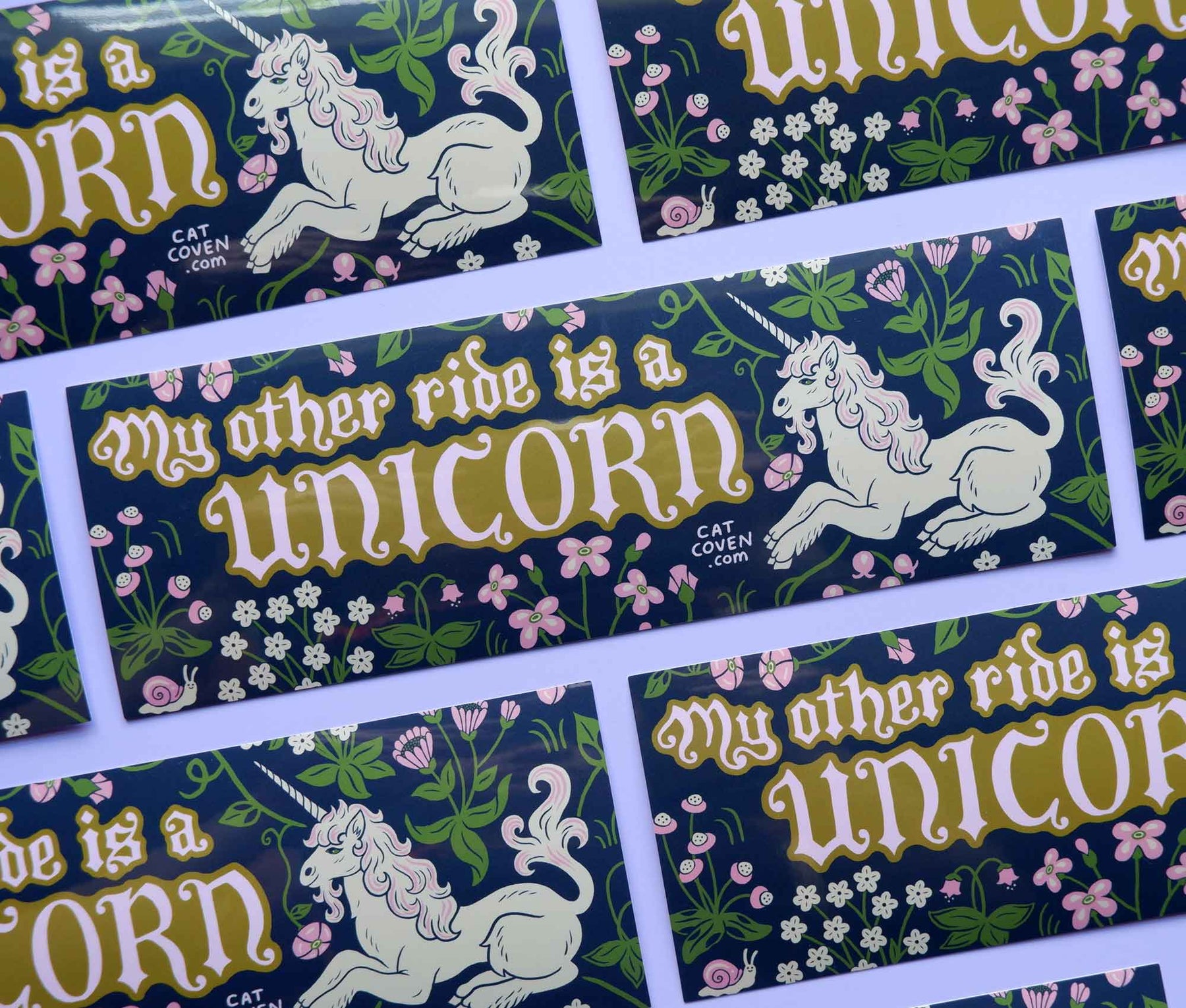 Cat Coven Decor > Stickers Bumper Sticker - "Unicorn" 86911740 UNI-BUMP-STICK