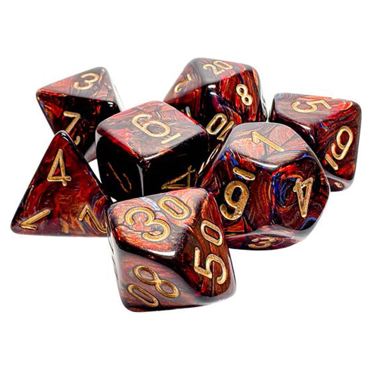 Chessex Dice > Chessex 7-set Mega Hedrals: Scarab Blue Blood/Gold 601982047931 CHX22419