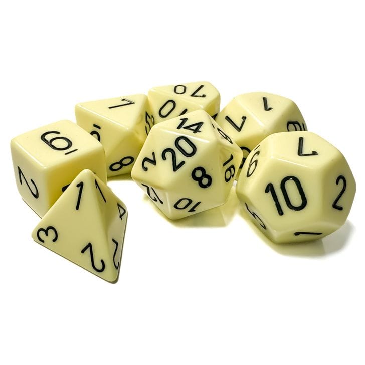 Chessex Dice > Chessex 7-set Opaque Polyhedral Pastel Yellow/black 601982043124 CHX25462