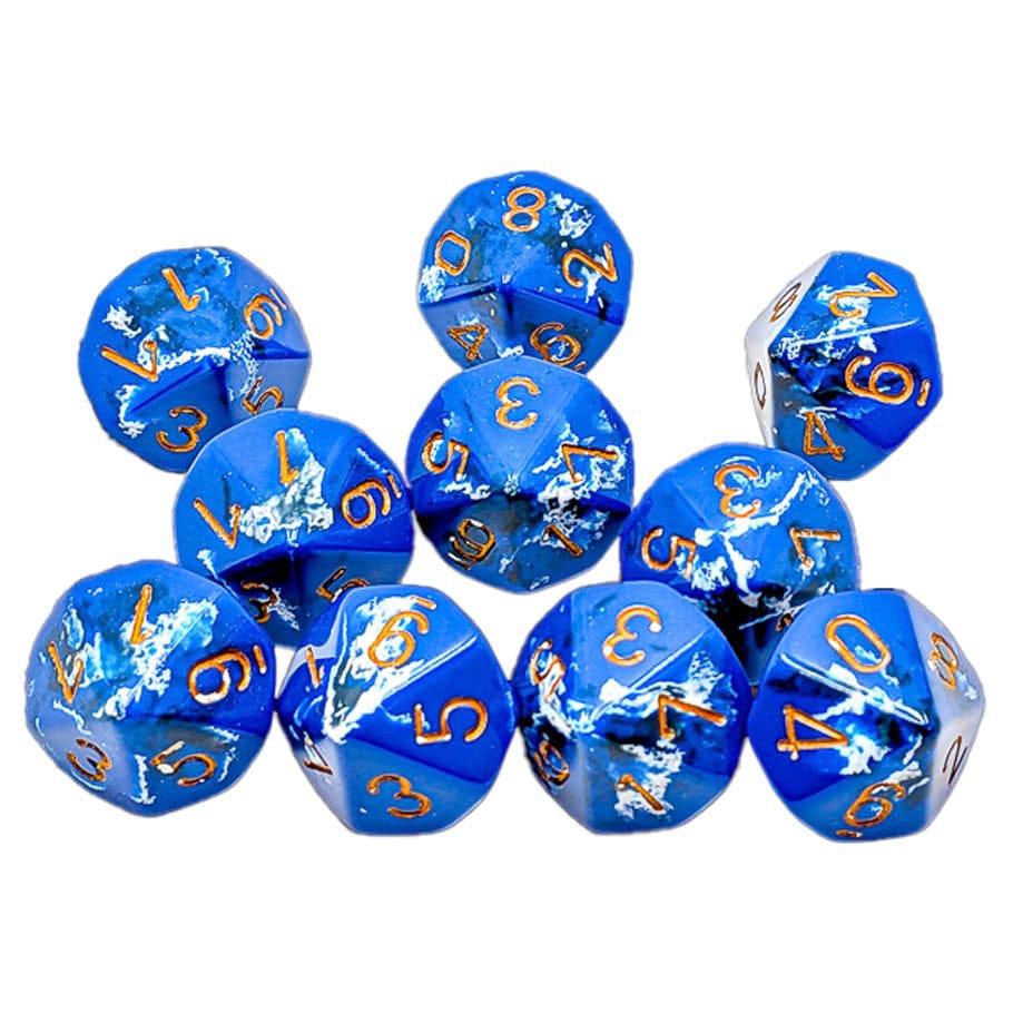 Chessex Dice > Chessex Chessex: d10clamshell 10ct - Brush, Waterbreak 601982047580 CHX24206