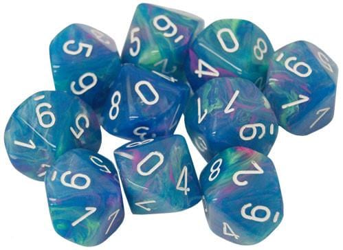 Chessex: Dice Menagerie 10ct - Festive Waterlily/White (d10)