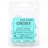 Chessex: Frosted Poly Dice 10ct - Teal/White (d10)
