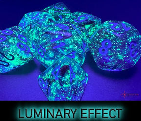 Chessex Dice > Chessex Chessex: Mega-Hedral 7-Die Set - Nocturnal/Bllue Luminary (Nebula) 601982044237 CHX22547