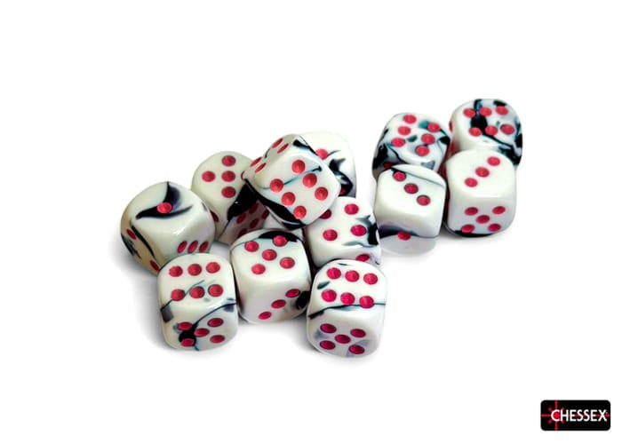 Chessex Dice > Chessex Chessex: Plastic 12d6 Set - Gemini Black-White/Pink 601982045609 CHX26669