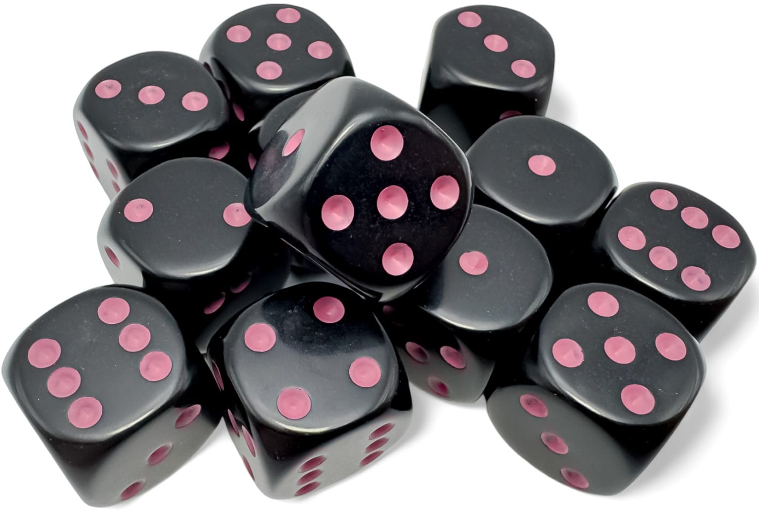 Chessex Dice > Chessex Chessex: Plastic 12d6 Set - Opaque Black/Pink 601982044701 CHX25648