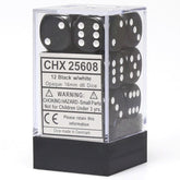 Chessex Dice > Chessex Chessex: Plastic 12d6 Set - Opaque Black/White 601982021559 CHX 25608