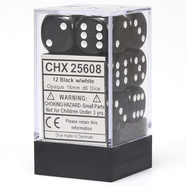 Chessex Dice > Chessex Chessex: Plastic 12d6 Set - Opaque Black/White 601982021559 CHX 25608