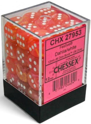 Chessex Dice > Chessex Chessex: Plastic 36d6 Set - Festive Dahlia/White Luminary 601982046040 CHX27953