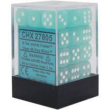 Chessex Dice > Chessex Chessex: Plastic 36d6 Set - Frosted Teal/White 601982025779 CHX 27805