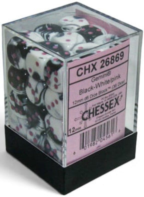Chessex Dice > Chessex Chessex: Plastic 36d6 Set - Gemini Black-White/Pink 601982045616 CHX26869