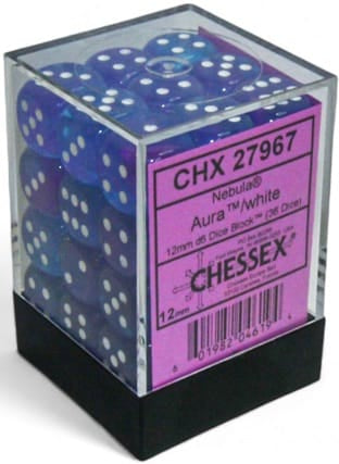 Chessex Dice > Chessex Chessex: Plastic 36d6 Set - Nebula Aura/White Luminary 601982046194 CHX27967
