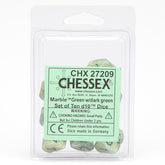 Chessex: Poly Dice 10ct - Marble Green/Dark Green (d10)