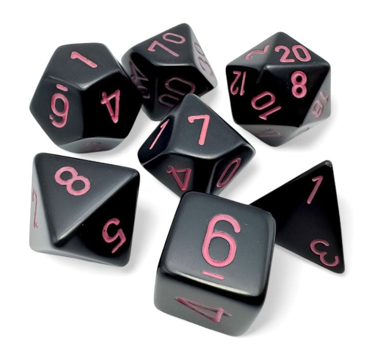 Chessex Dice > Chessex Chessex: Polyhedral 7-Die Set - Black/Pink Opaque 601982044695 CHX 25448