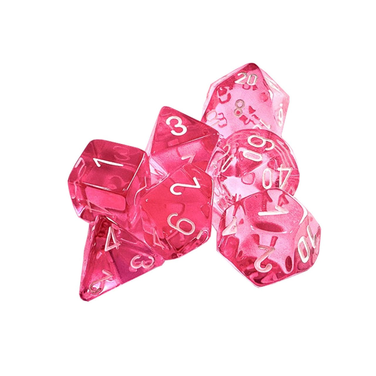 Chessex Dice > Chessex Chessex: Polyhedral 7-Die Set - Pink/White Translucent 601982009977 CHX 27432