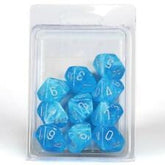 Chessex Dice > Chessex Dice Menagerie 10: Tens D10 Luminary Poly Sky/Silver (10) 601982016265 CHX 27366
