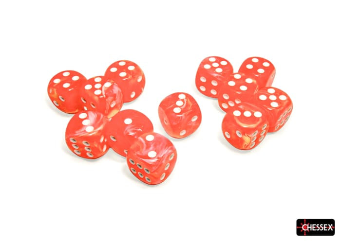 Chessex Dice > Chessex FESTIVE 12D6 DAHLIA/WHITE LUMINARY 16MM 601982046033 CHX27753