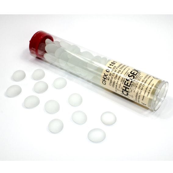 Chessex Dice > Chessex Glass Stones Tube Crystal Clear Frosted (40) 601982015824 CHX01181