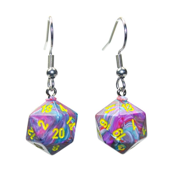 Chessex Dice > Chessex Hook Earrings Festive Mosaic Mini d20 Pair 601982036881 CHX54207