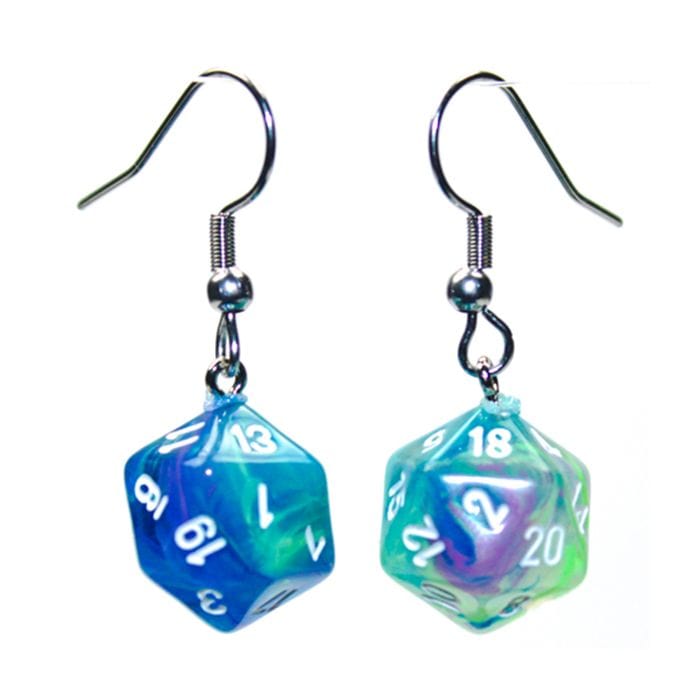Chessex Dice > Chessex Hook Earrings Festive Waterlilly Mini d20 Pair 601982036904 CHX54209
